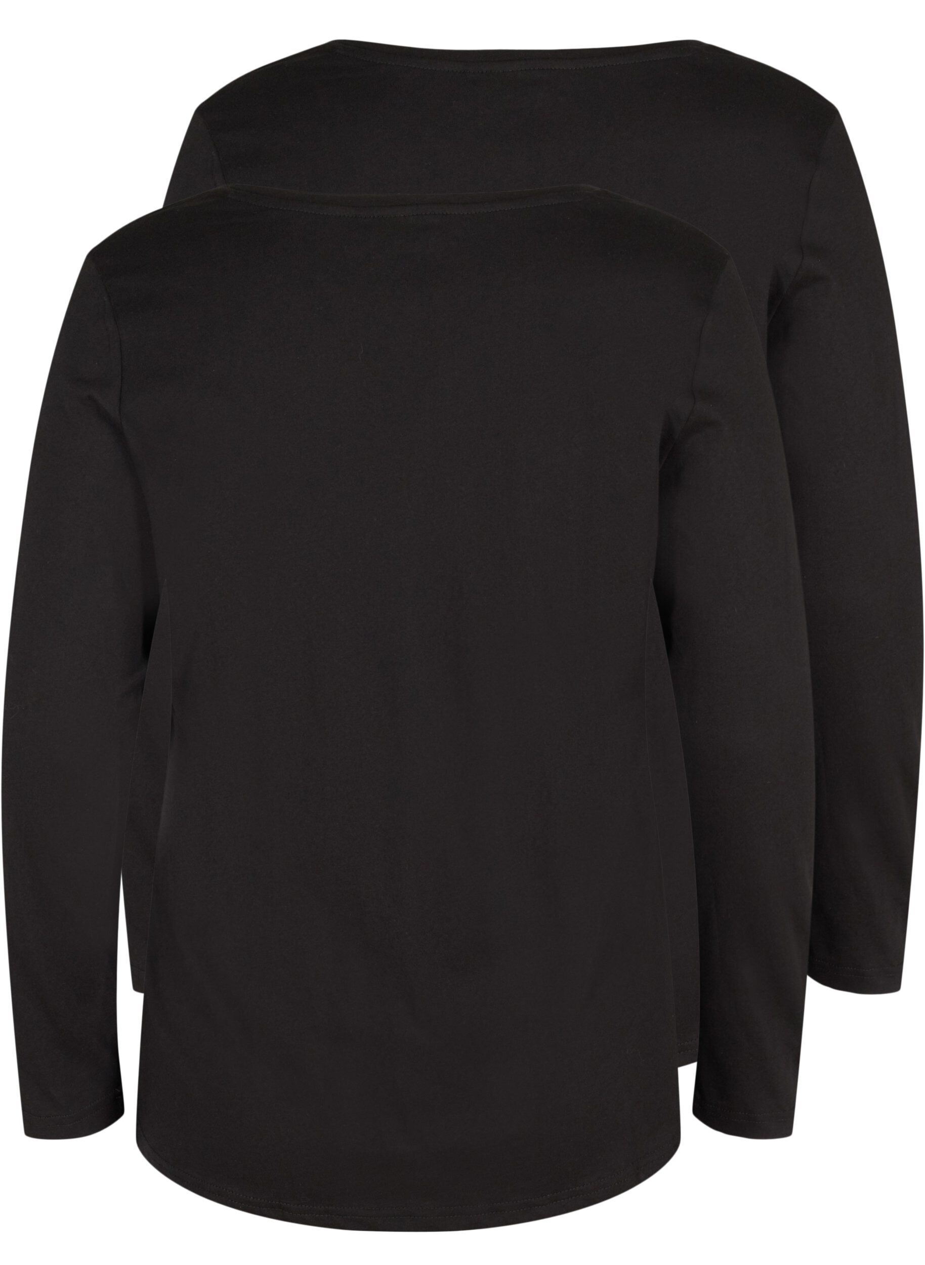 Zizzi Set van 2 basic top met lange mouwen , Black, Packshot image number 1