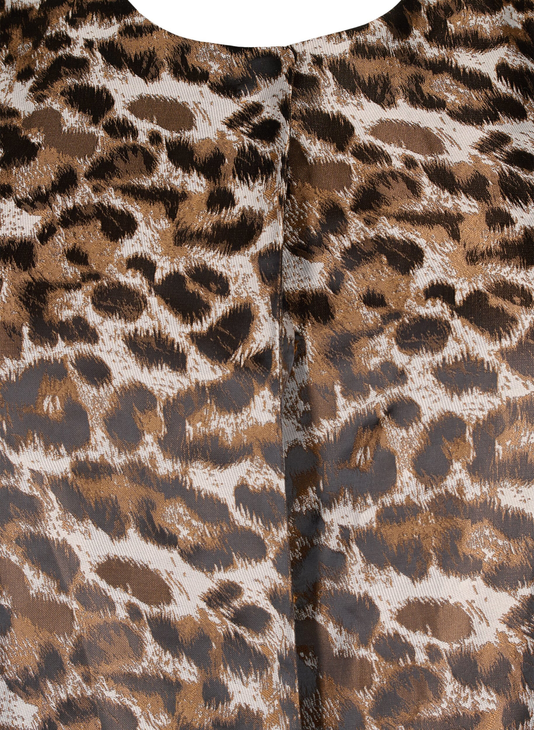 Zizzi Jacquard Leo jasje met pofmouwen, Brown Leo AOP, Packshot image number 2
