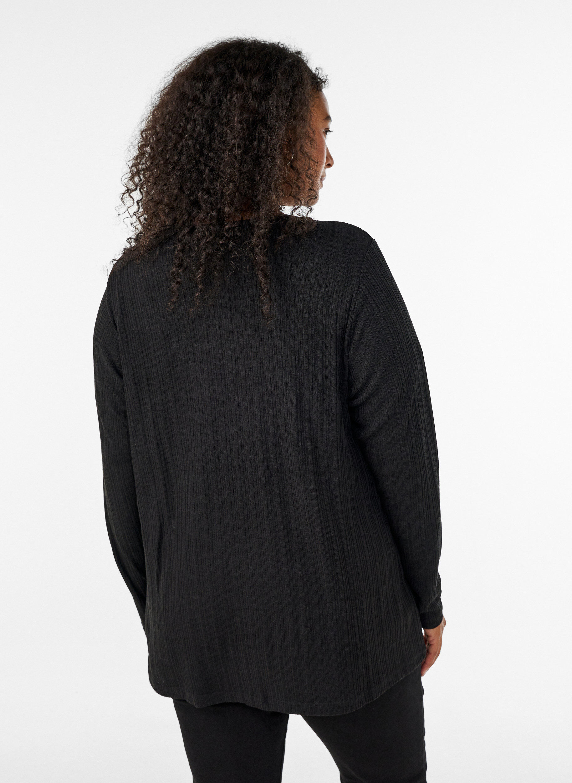 ZizziOpen vest van jersey met structuur, Zwart, Model image number 2