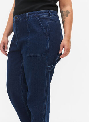 Cargo jeans met rechte pijp, Dark blue, Model image number 3