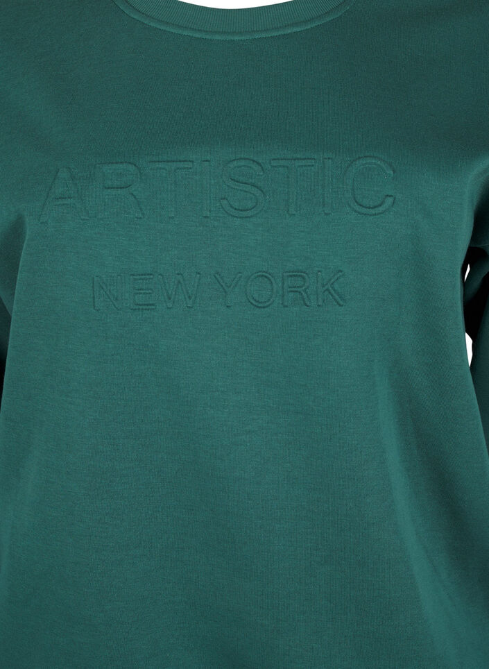 Sweatshirt met badstof tekst, Groen, Packshot image number 2