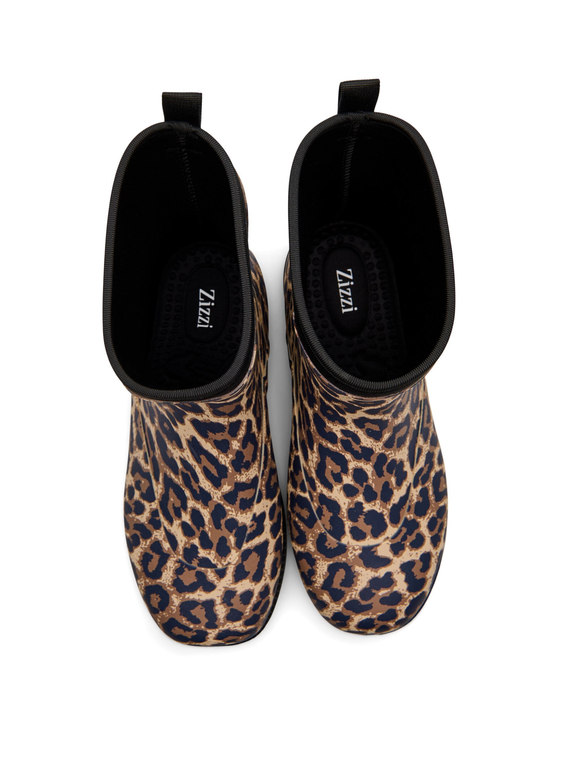Zizzi Wide fit - Korte regenlaarzen met elastische neopreen schacht, Leopard AOP, Packshot image number 2