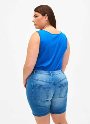 slim fit Emily shorts met normale taille, Light blue denim, Model image number 1