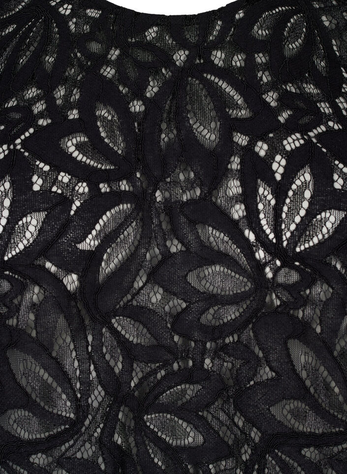 Kanten blouse met korte mouwen, Black, Packshot image number 2