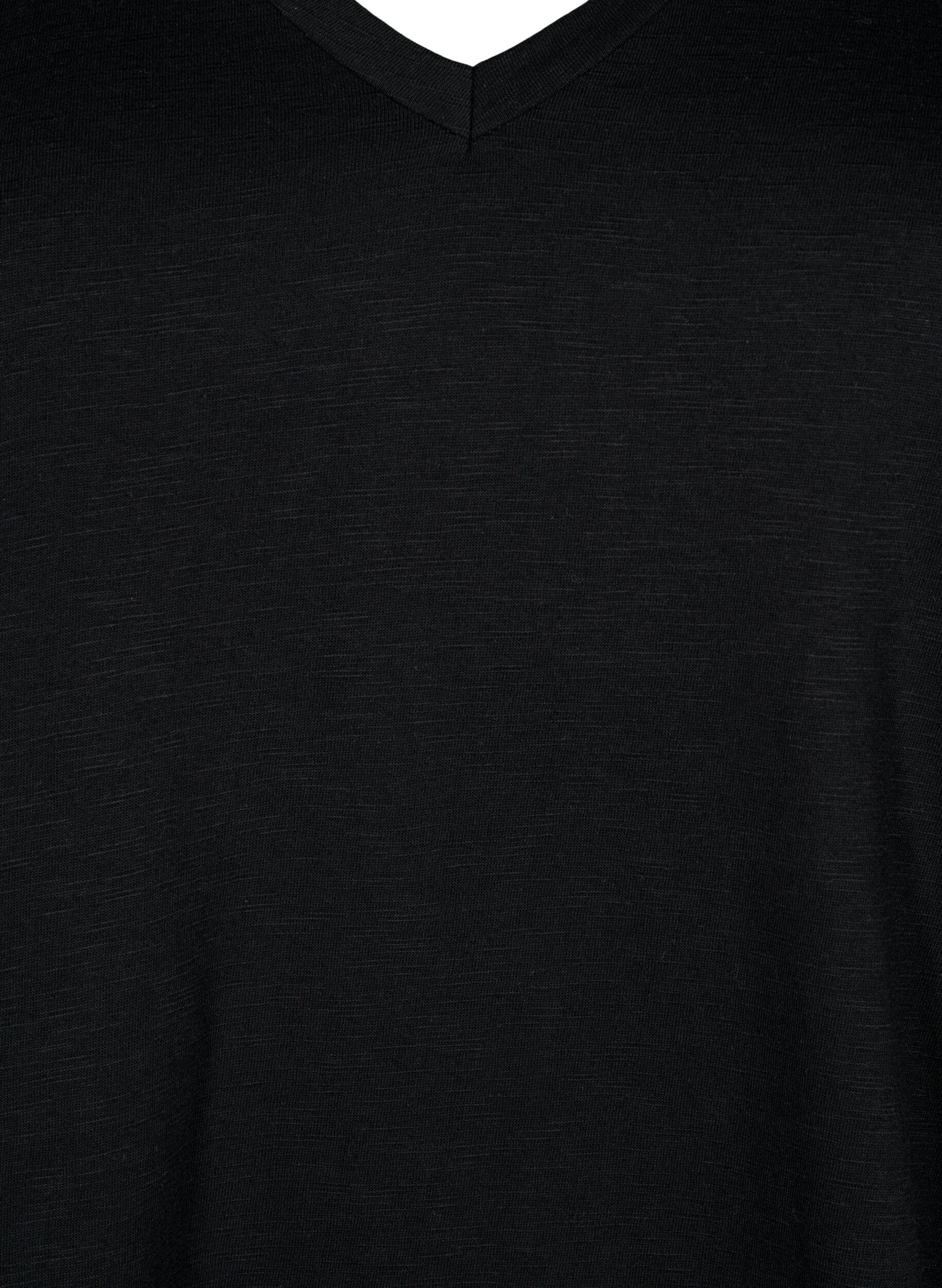ZizziBasic t-shirt met korte mouwen en v-hals, Zwart, Packshot image number 2