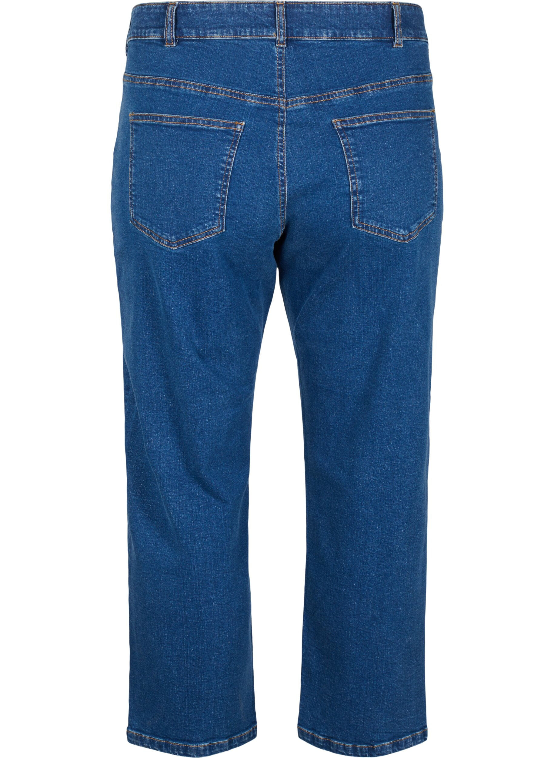 Zizzi Gecropte Vera jeans met een straight-fit, Blauw, Packshot image number 1