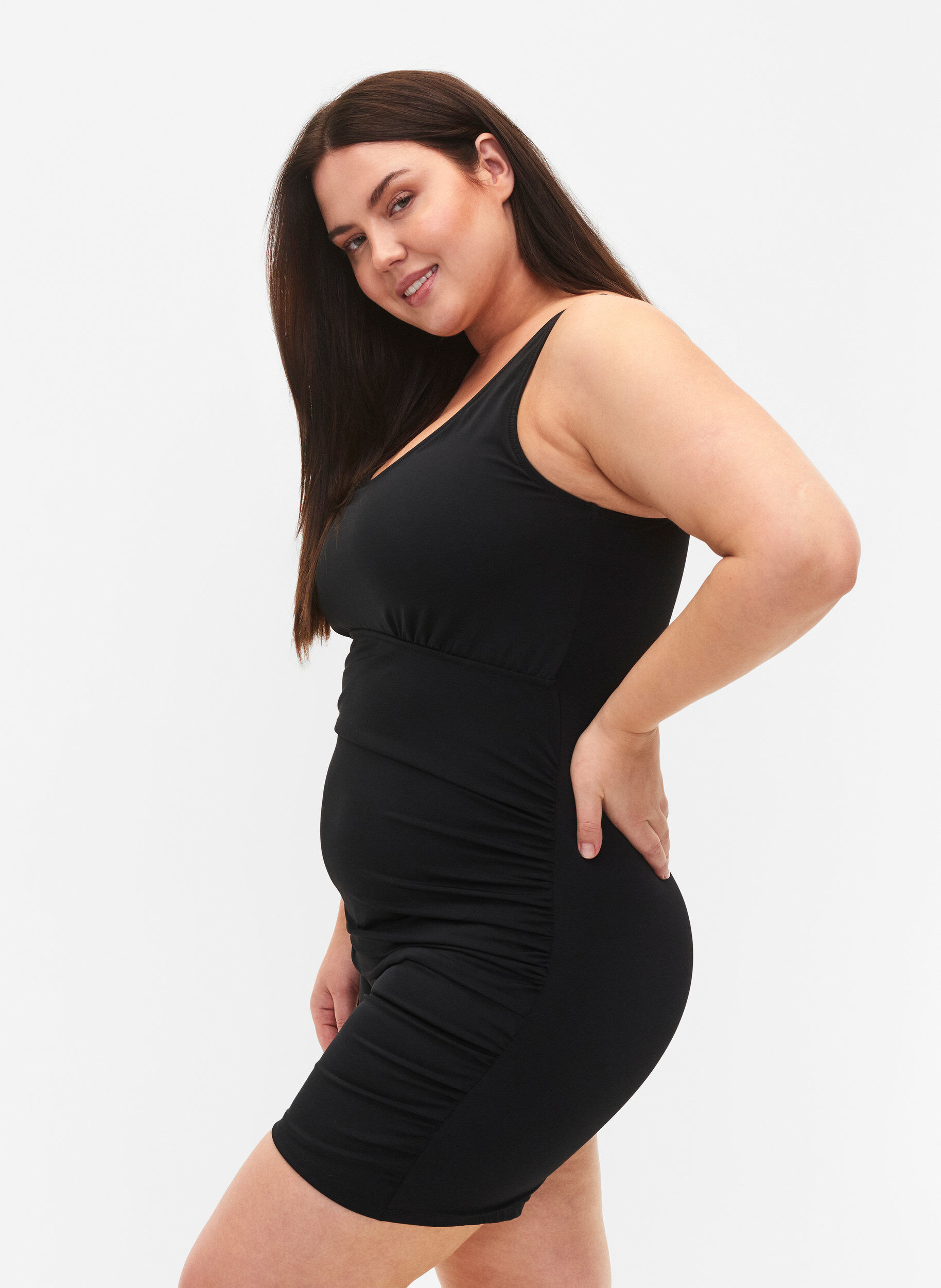 Zizzi Badpak met broekspijpen, Zwart, Model image number 2