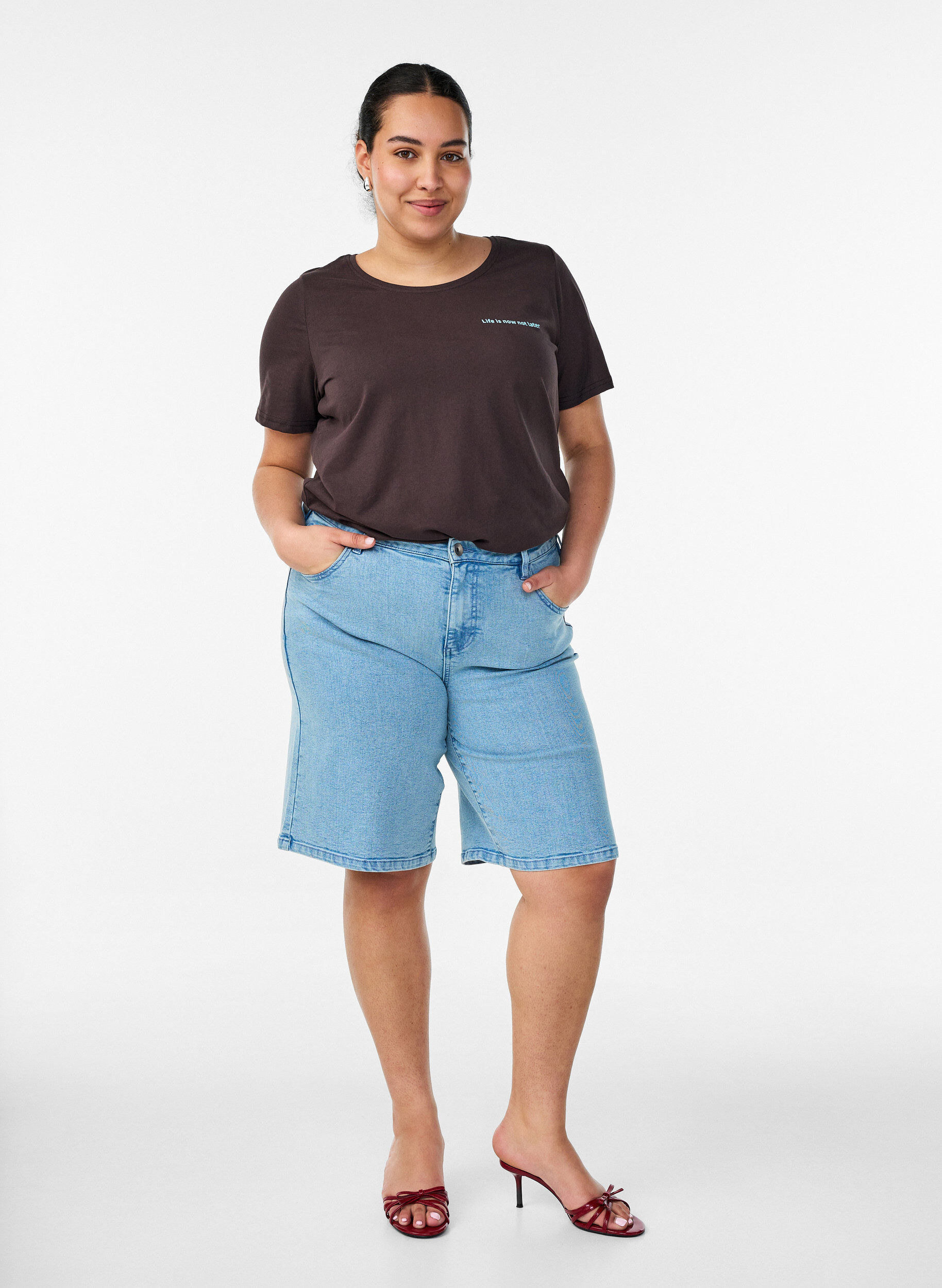 ZizziT-shirt met motief, Bruin, Model image number 1