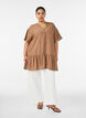 Losse tuniek met gekreukte structuur en rucherand, Bruin, Model image number 1