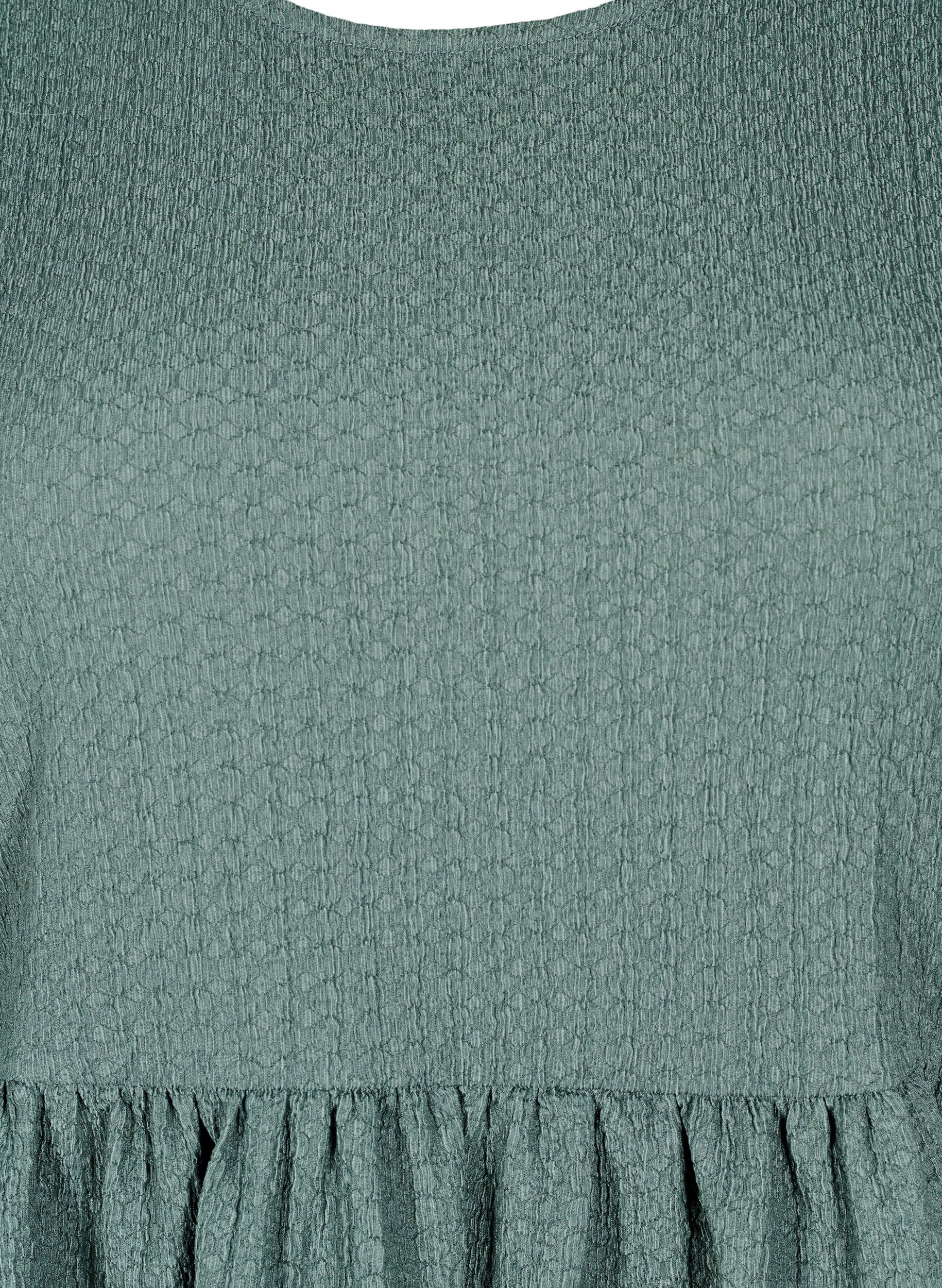 Zizzi FLASH - Korte jurk met textuur en 3/4 mouwen, Balsam Green, Packshot image number 2