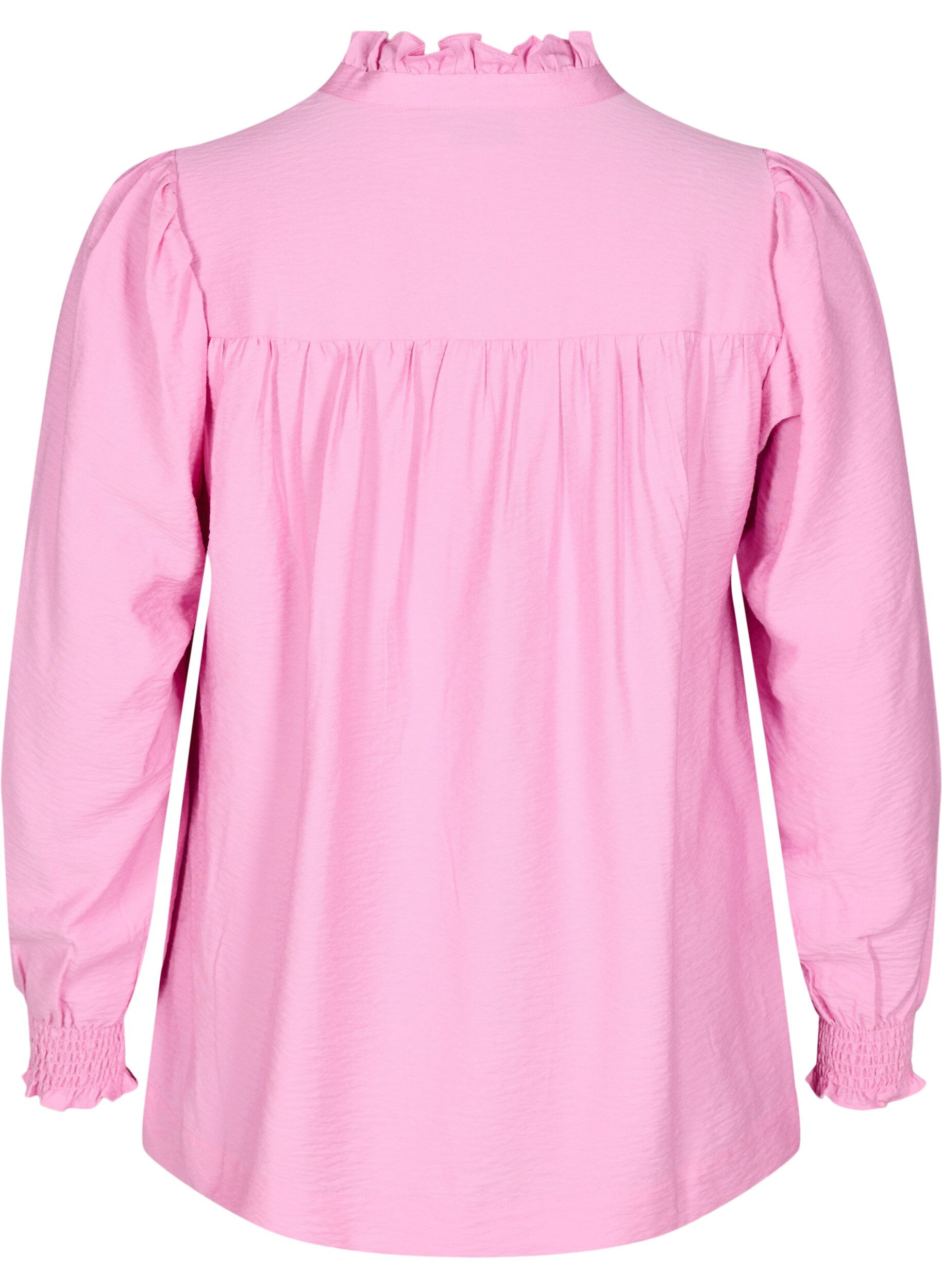 Zizzi Blouse met rucheskraag, Roze, Packshot image number 1
