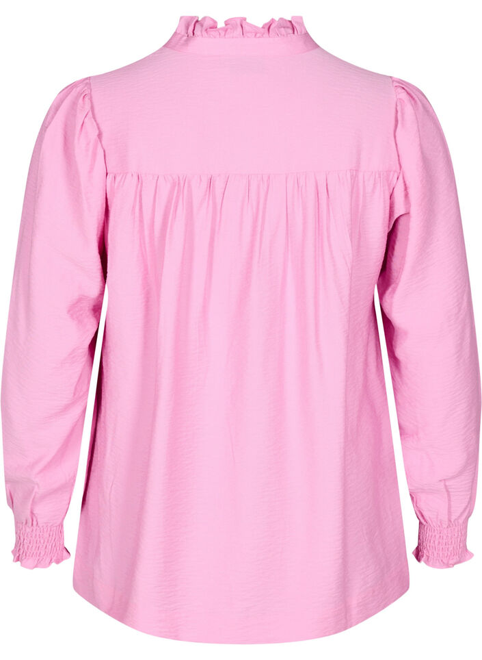Blouse met rucheskraag, Roze, Packshot image number 1