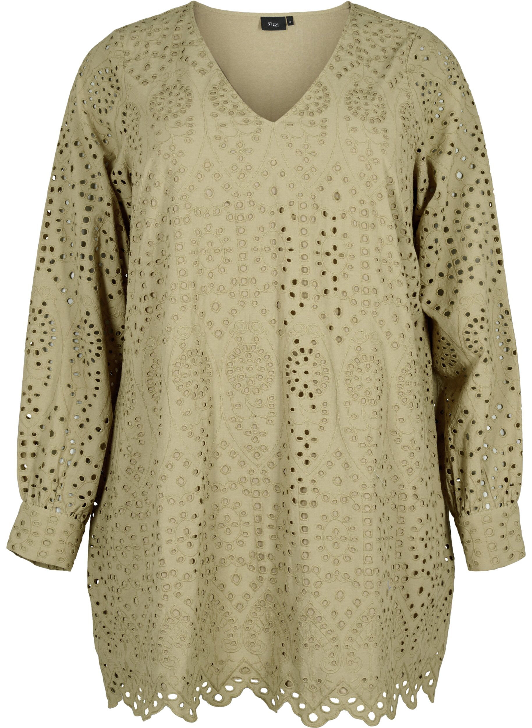 Zizzi Katoenen tuniek met broderie anglaise, Coriander, Packshot image number 0