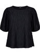 Blouse met structuur en korte mouwen, Black, Packshot image number 0