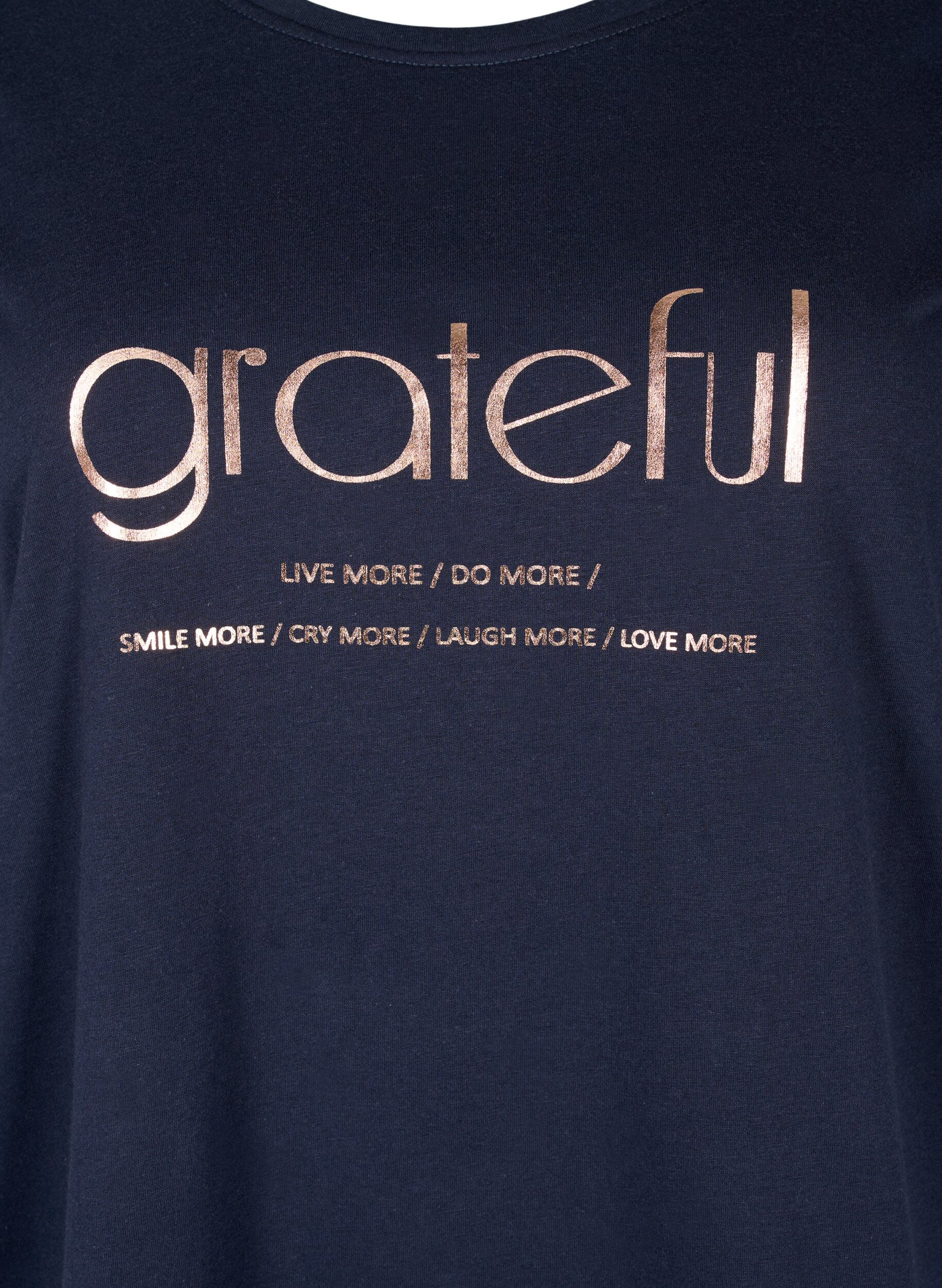 Zizzi FLASH - T-shirt met motief, Navy Bl Rose Gold, Packshot image number 2