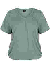 	 Gemêleerd t-shirt met elastische rand, Balsam Green Mél