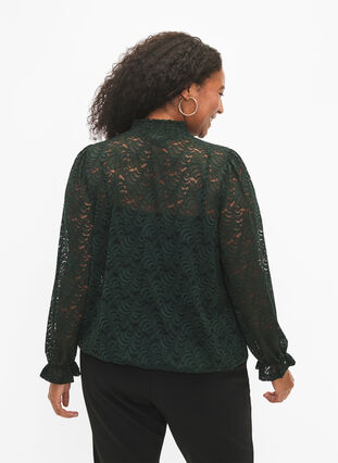 Kanten blouse met lange mouwen en smok, Scarab, Model image number 1