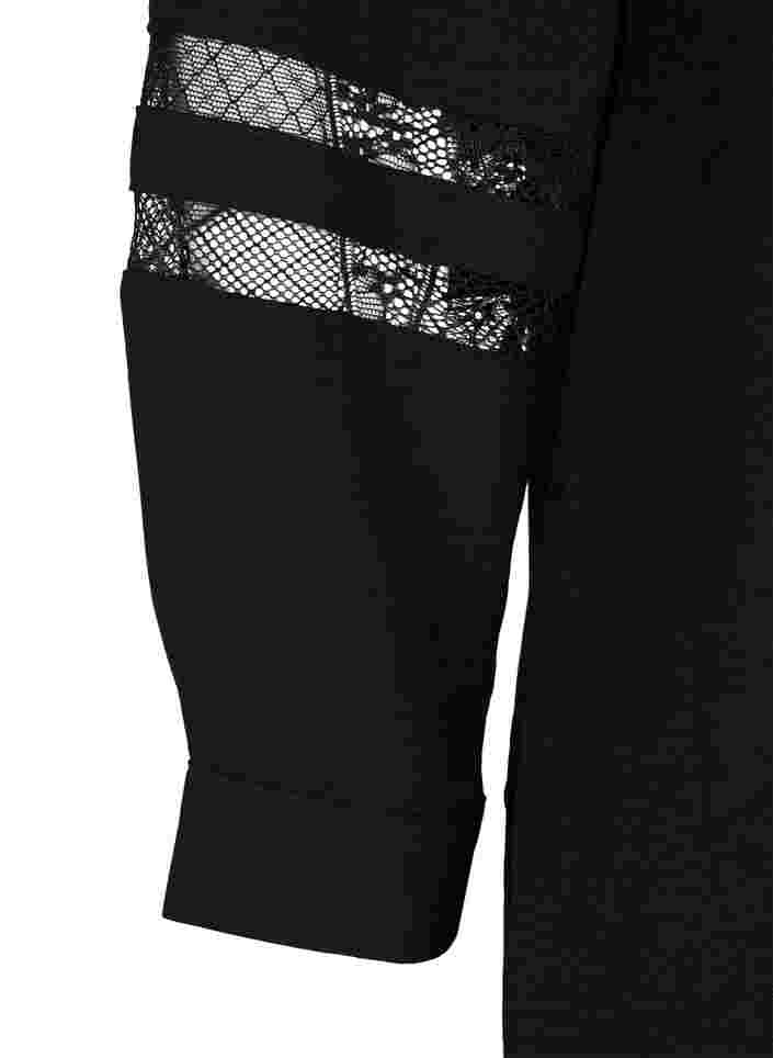 Lang shirt met kanten details, Black, Packshot image number 3