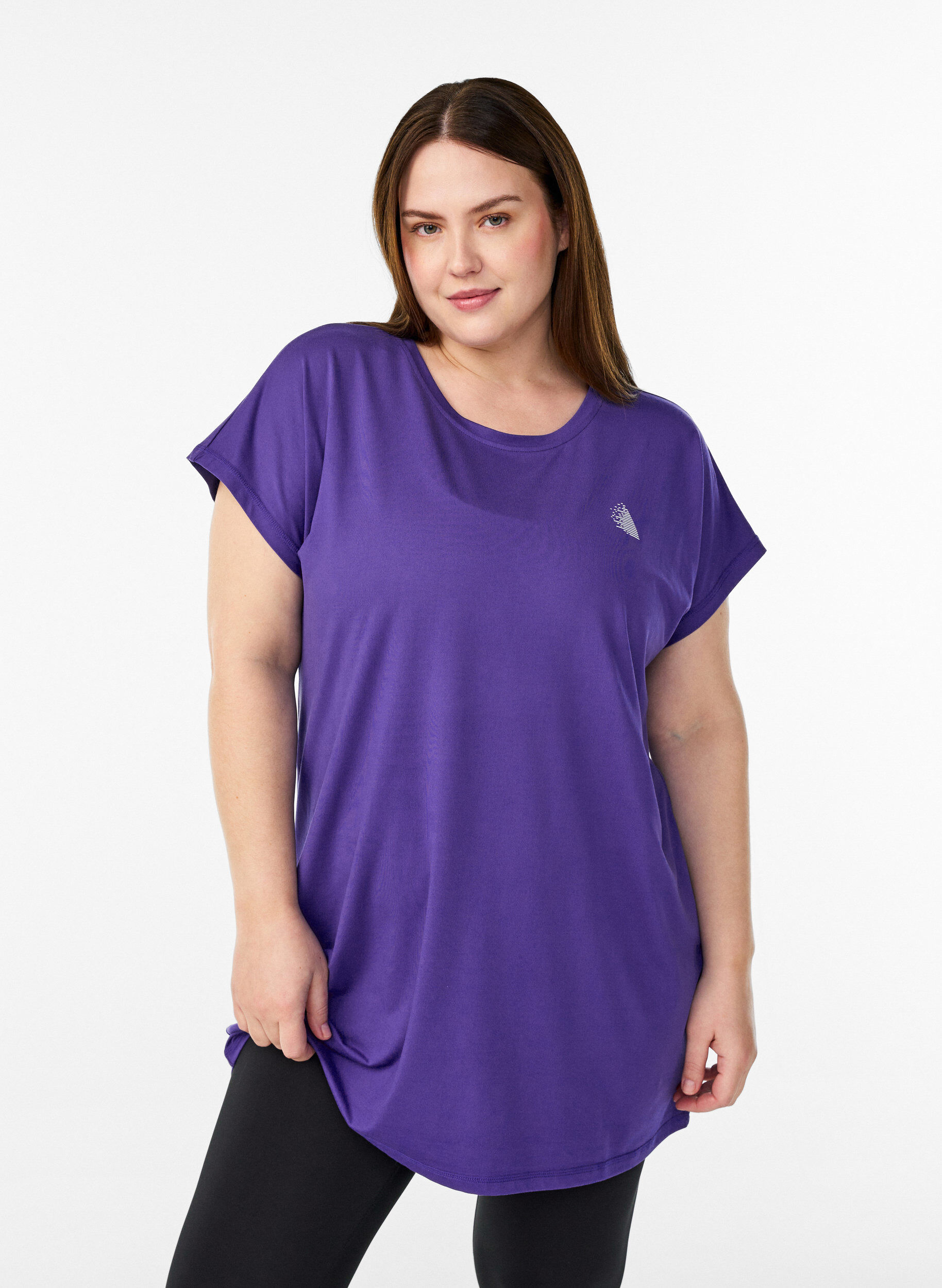 Lang trainings T-shirt, Paars, Model