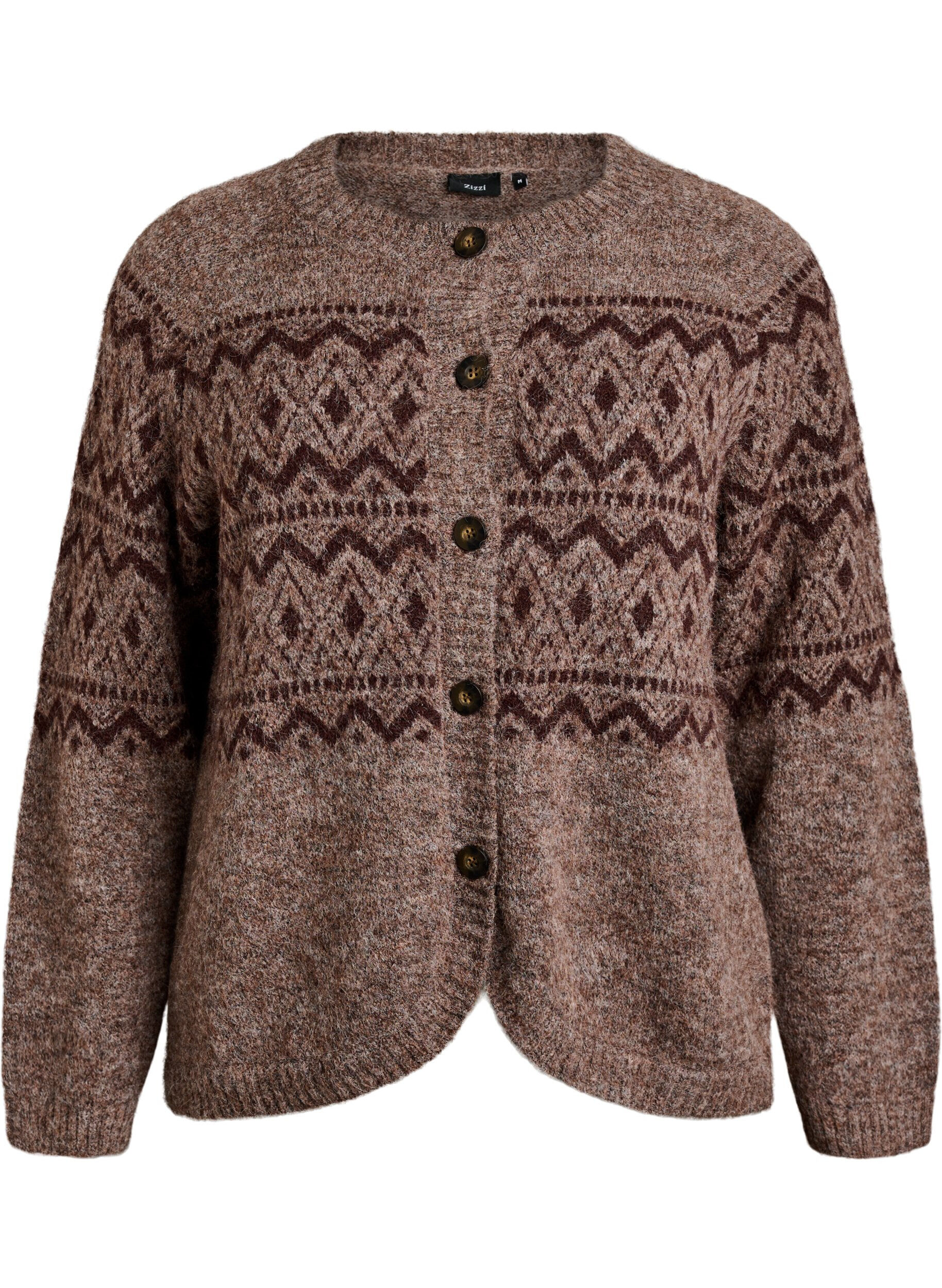 ZizziVest met jacquardpatroon, Bruin, Packshot image number 0