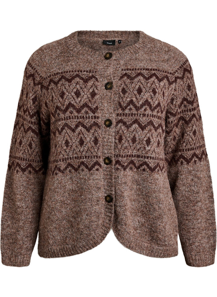 Vest met jacquardpatroon, Bruin, Packshot image number 0