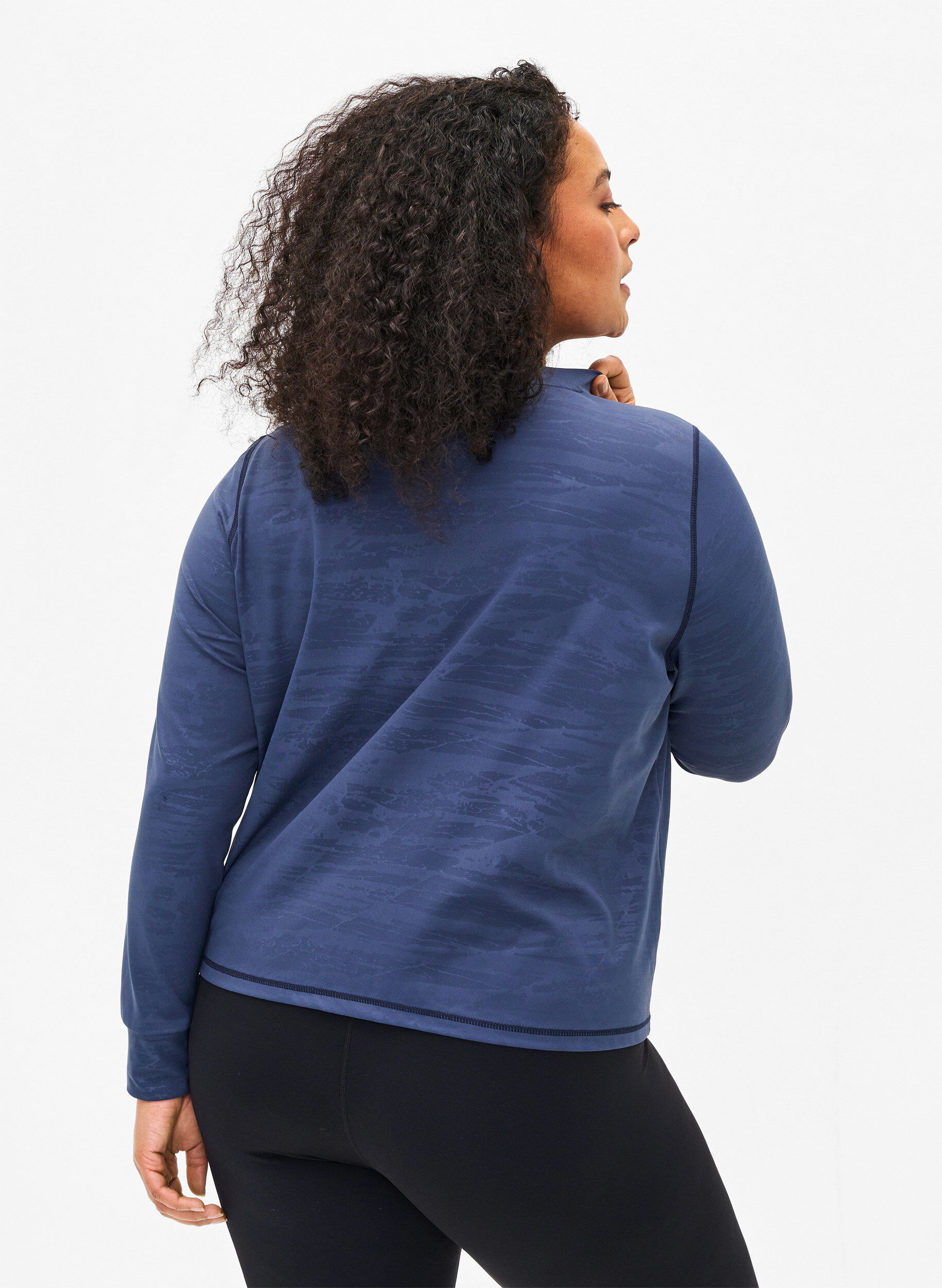 Zizzi Trainingsblouse met rits, Mood Indigo, Model image number 1
