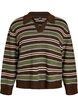 Gebreide blouse met strepen en polokraag, Bruin, Packshot image number 0