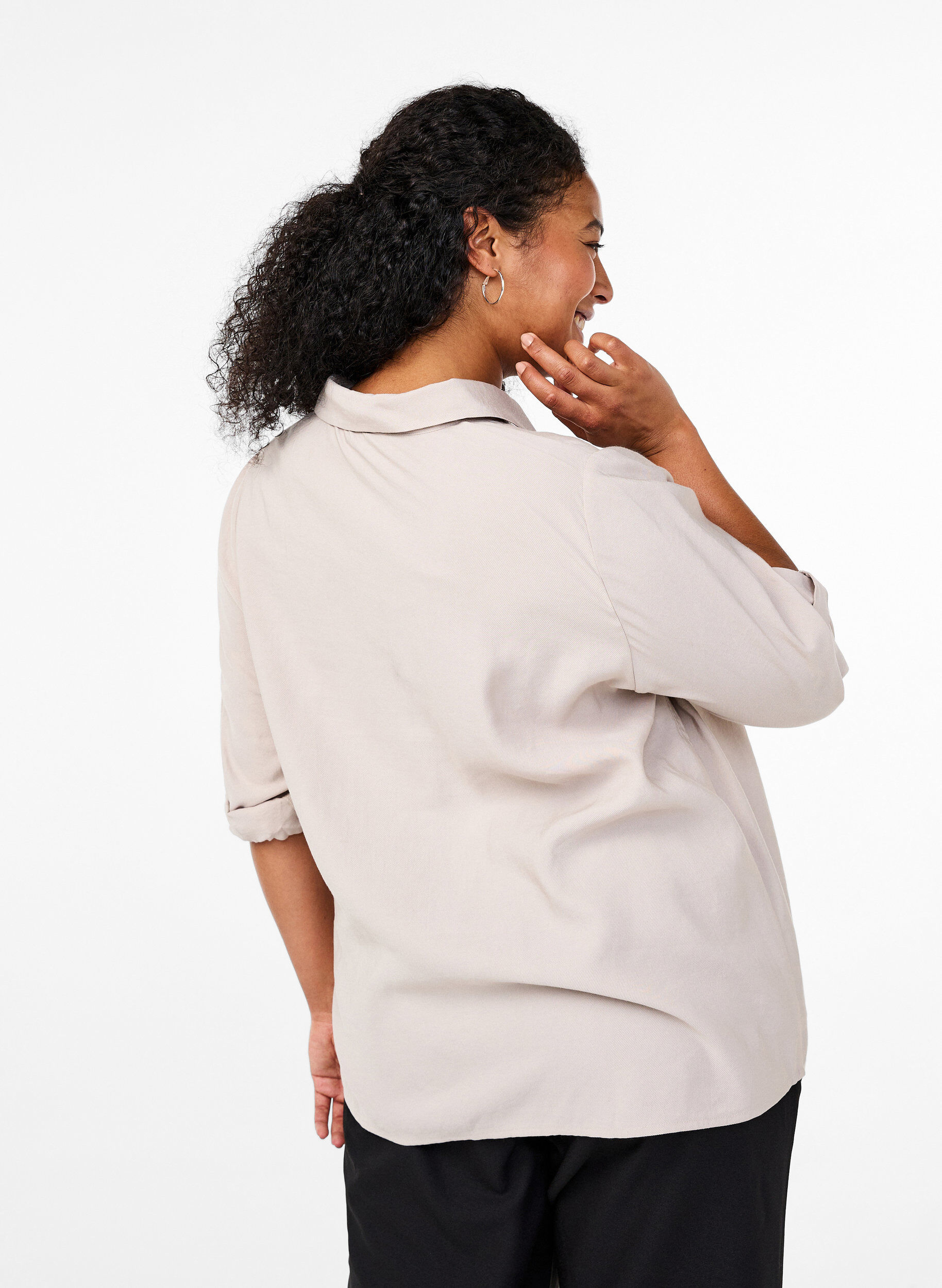 Zizzi Shirt met studs en 3/4 mouwen, Beige, Model image number 2