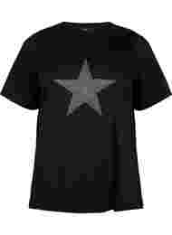 T-shirt van biologisch katoen met studs, Black Star 