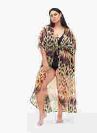 Strand kimono met opdruk, Abstract Leopard, Model