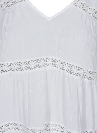 Viscose jurk met a-lijn en kanten lint, White, Packshot image number 2