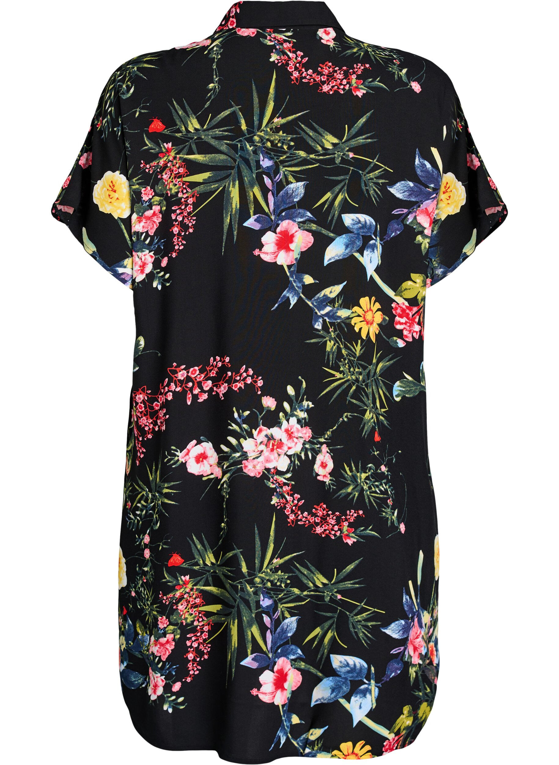 Zizzi Losvallend lang shirt van viscose, Zwart, Packshot image number 1