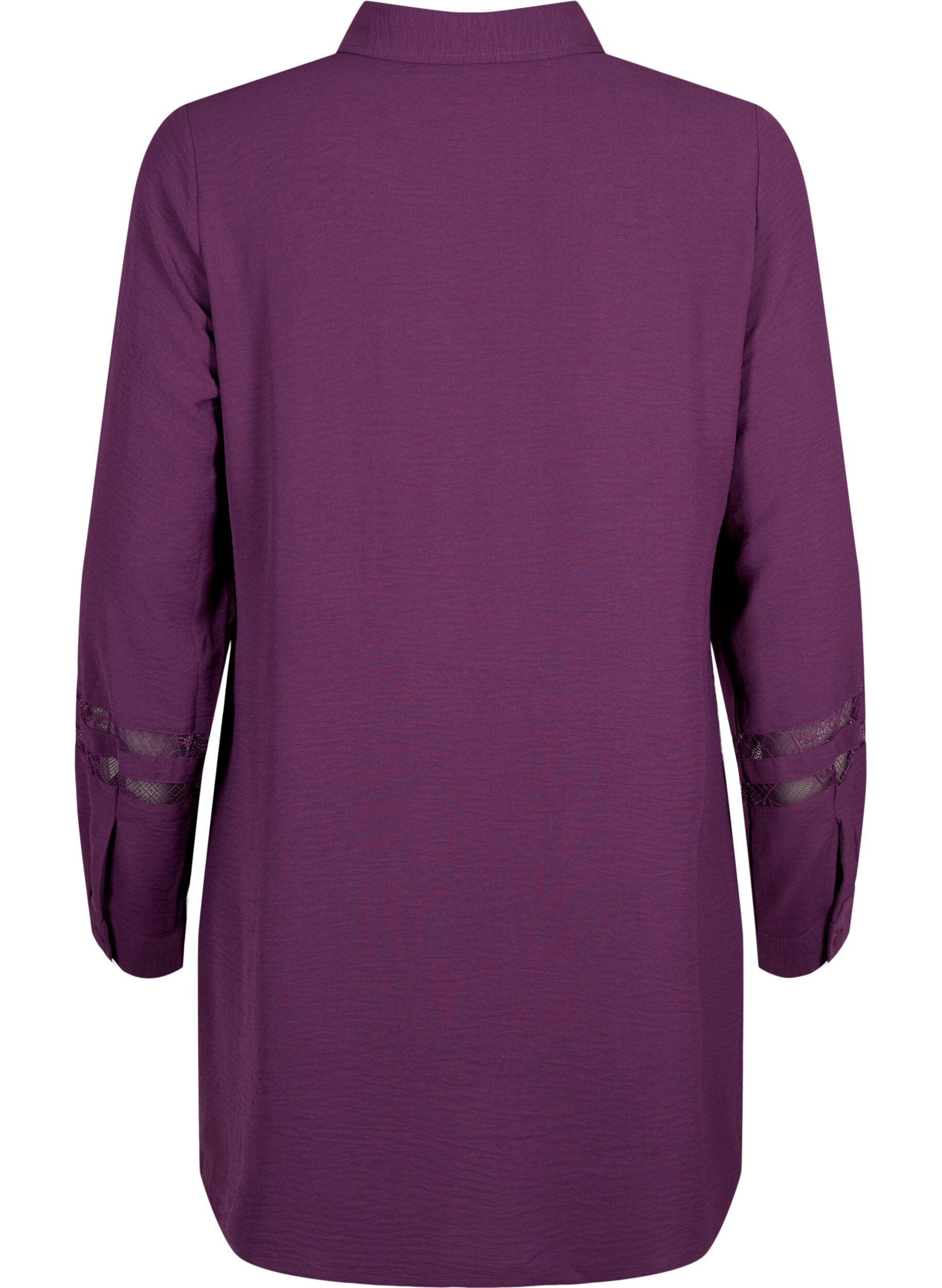 Zizzi Lang shirt met kanten details, Deep Purple, Packshot image number 1