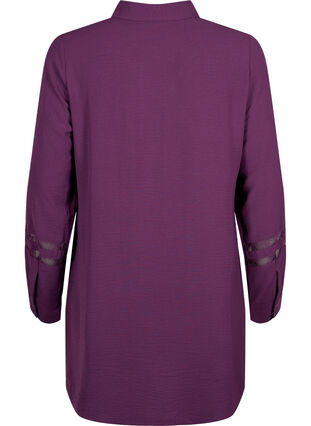 Lang shirt met kanten details, Deep Purple, Packshot image number 1