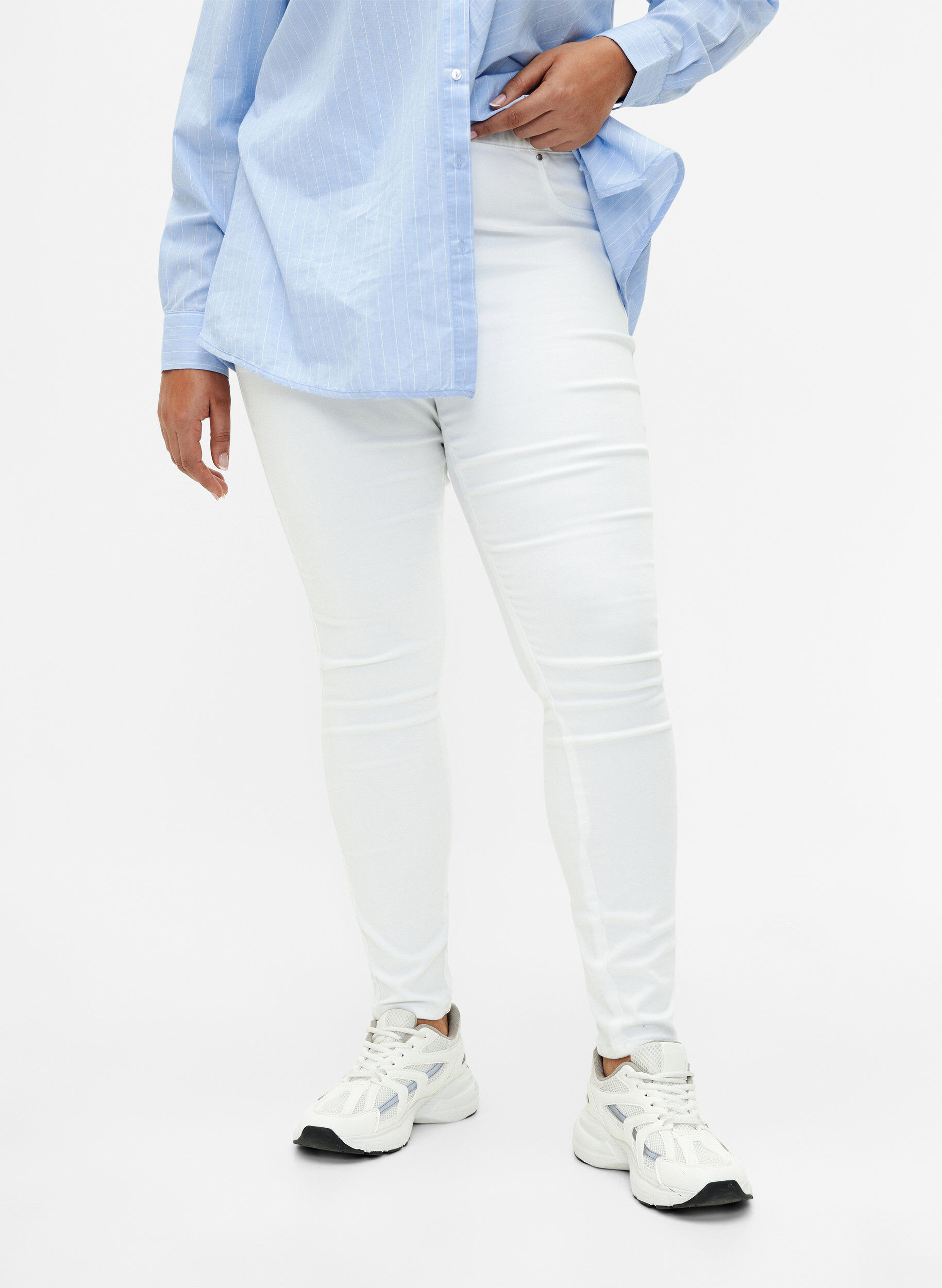ZizziJeggings met hoge taille, Wit, Model image number 2