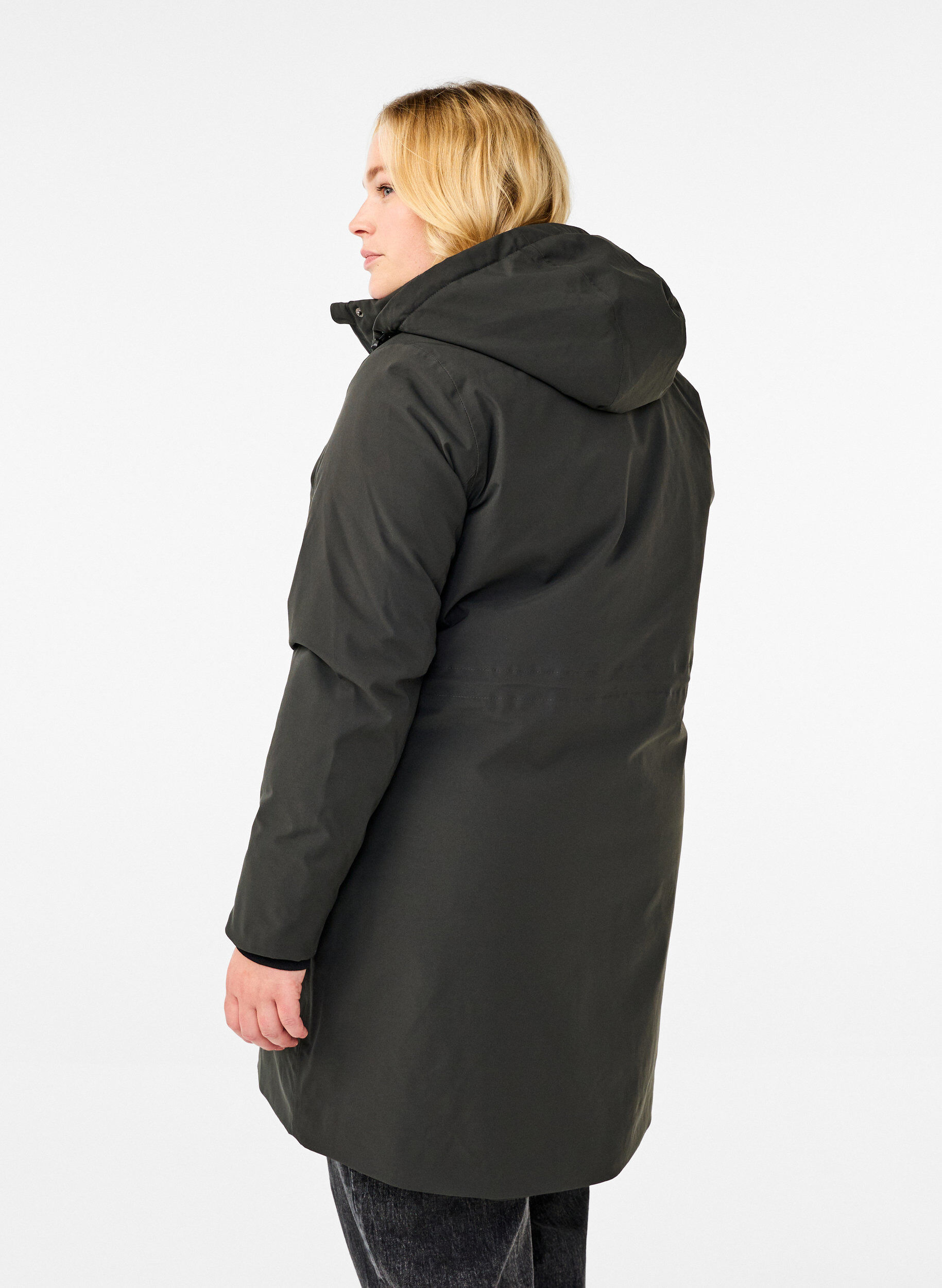 Zizzi Functionele parka winterjas met een capuchon, Raven, Model image number 1