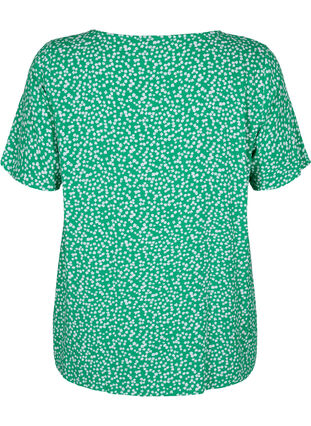 FLASH - Viscose blouse met korte mouwen en print, Bright Green Wh.AOP, Packshot image number 1