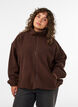 Teddyjas met broderie anglaise rand en hoge kraag, Bruin, Model image number 0