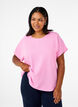 Blouse met korte mouwen en een ronde halslijn, Roze, Model image number 0
