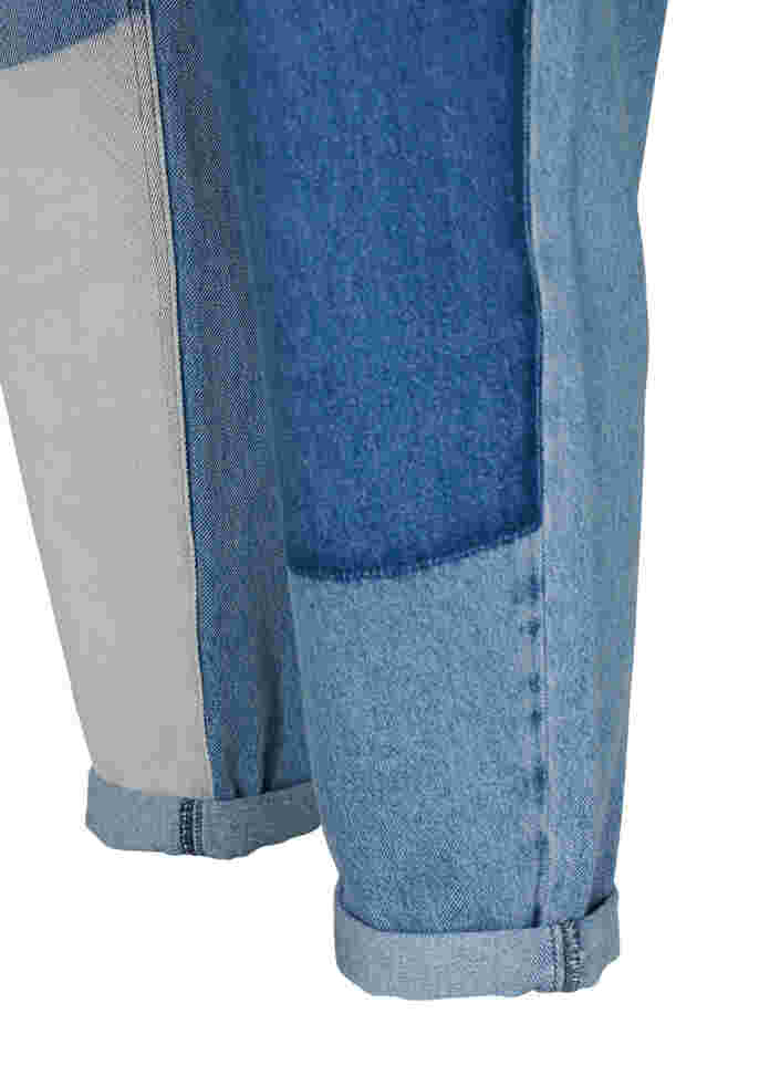 Mille mom-fit jeans met colour-blocking, Blue Denim Comb, Packshot image number 3
