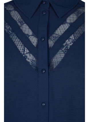 Lang shirt met kanten details, Navy Blazer, Packshot image number 2