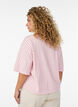 Boxy T-shirt met strepen en statement print, Roze, Model image number 2