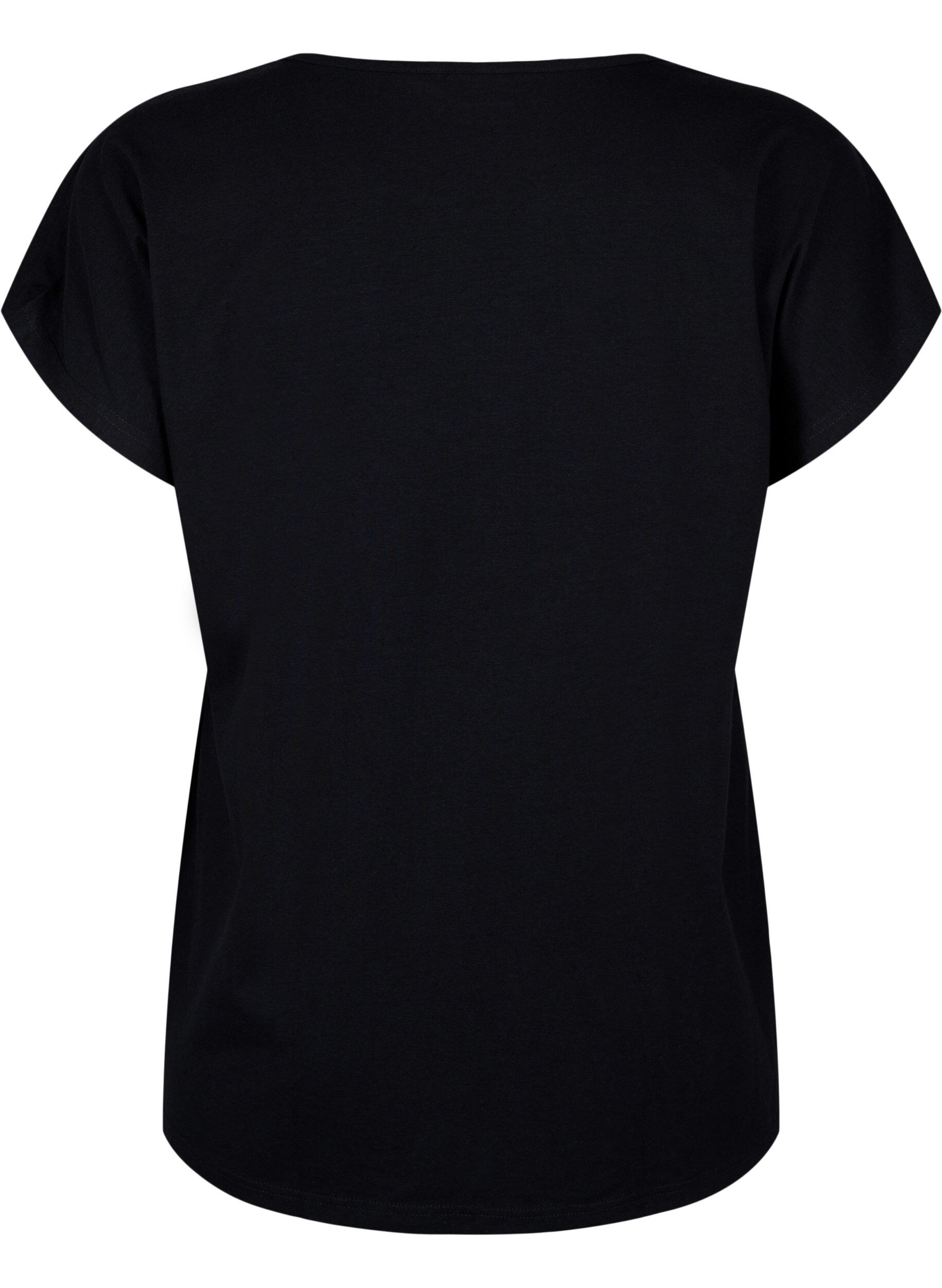 Zizzi T-shirt met V-hals en borstzakje, Black, Packshot image number 1