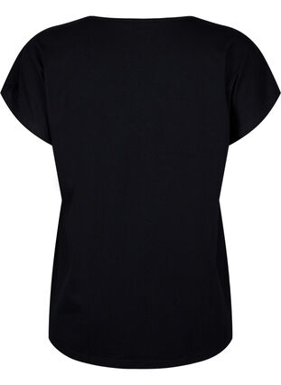T-shirt met V-hals en borstzakje, Black, Packshot image number 1