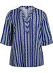 Gestreepte blouse in een mix van linnen en viscose, Blauw, Packshot image number 0