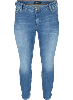 Sanna jeans met split aan de enkel, Dark blue denim, Packshot image number 0