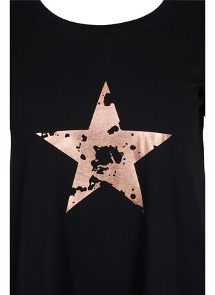 Katoenen t-shirt met korte mouwen en print, Black w. star copper, Packshot image number 2