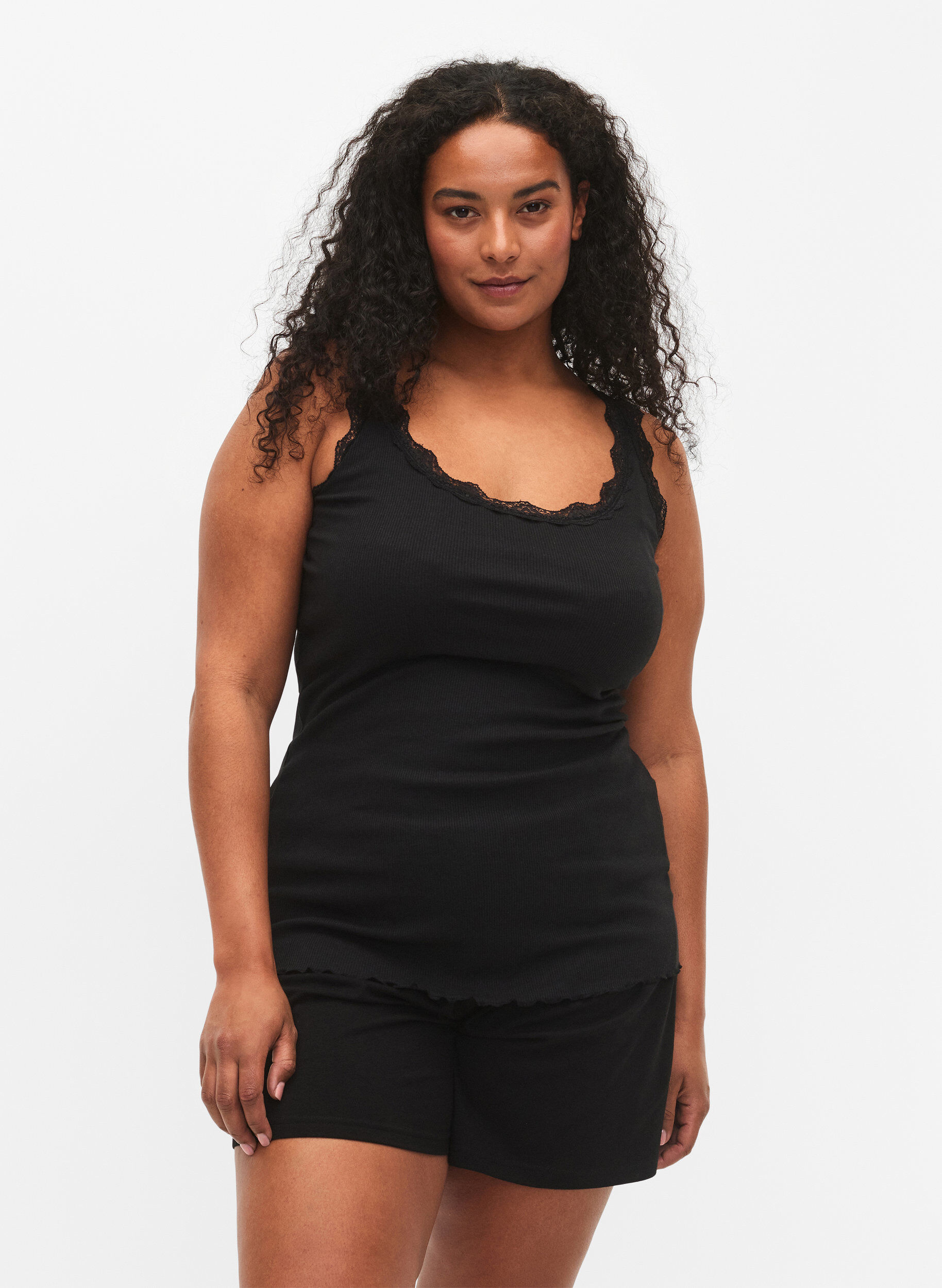 Top met kant, Zwart, Model