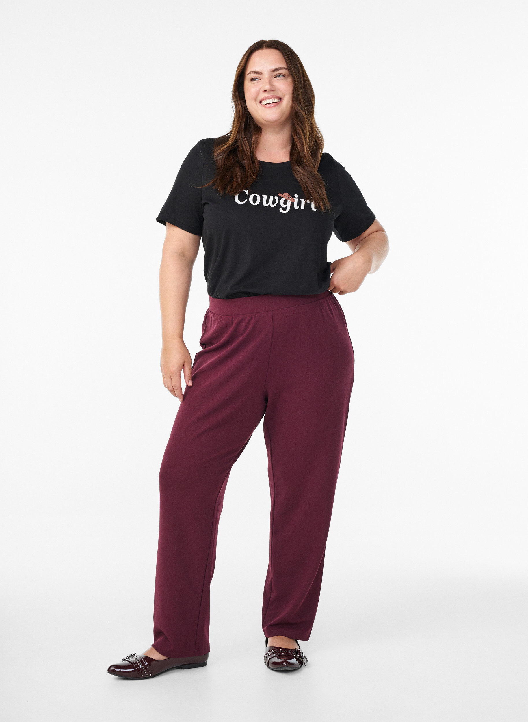 Broek met rechte pasvorm, Rood, Model