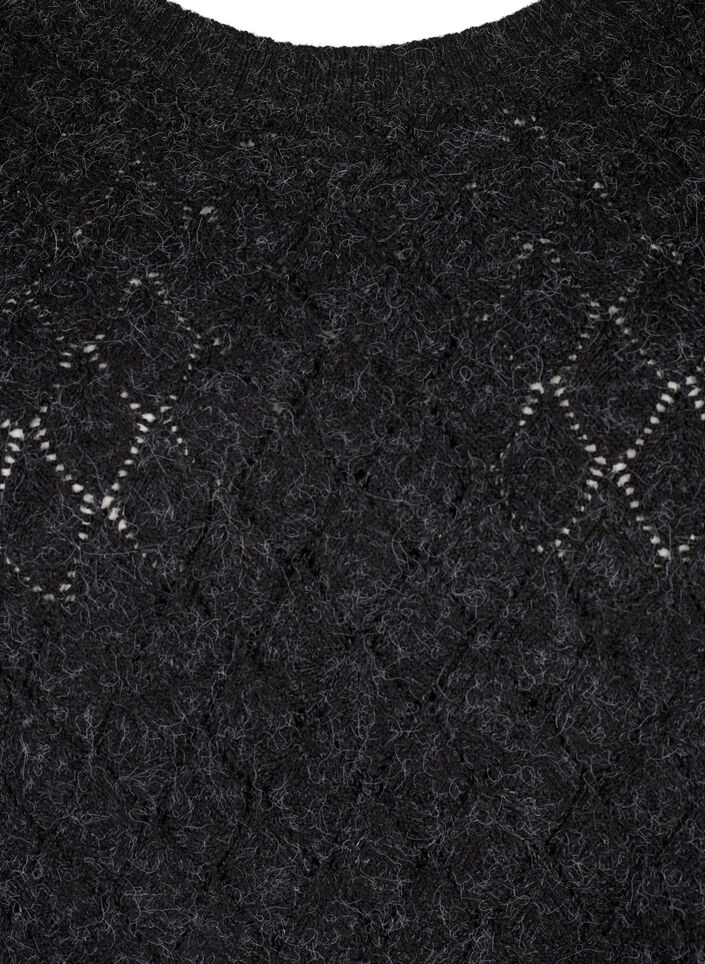 Gebreide blouse met kantpatroon, Dark Grey Melange, Packshot image number 2